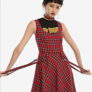 Tripp NYC Red Plaid Punk Suspender Dress NWT